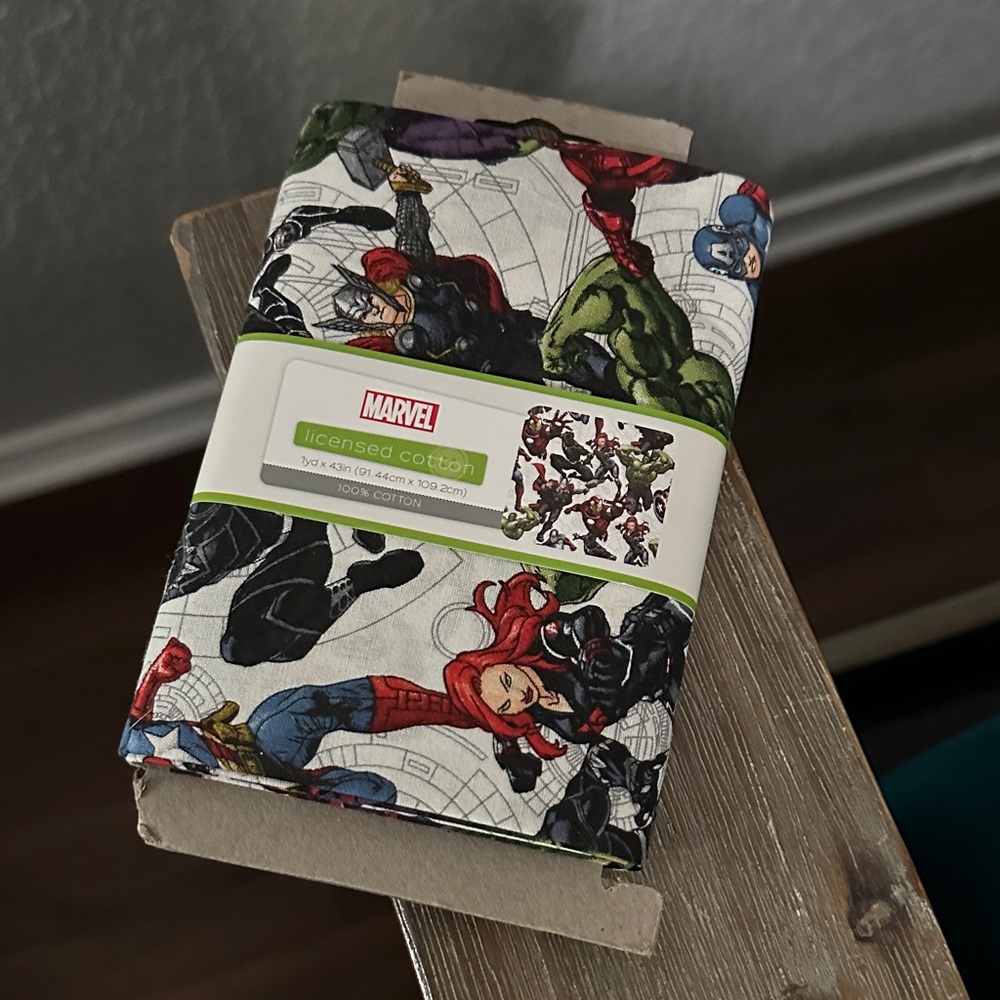 Marvel Superhero Cotton Fabric with Red and Blue